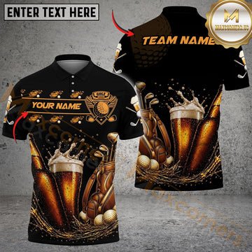 Maxcorners Golf And Beer Retro Lovers Customized Name, Team Name Shirts