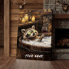 Maxcorners Relaxing Raccoon Spa Bath with Wine and Cucumber Eyes Personalized Canvas Wall Art