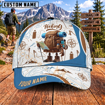 Maxcorners Hiking Backpack Camping Gear Mountain Adventure Personalized Name 3D Cap