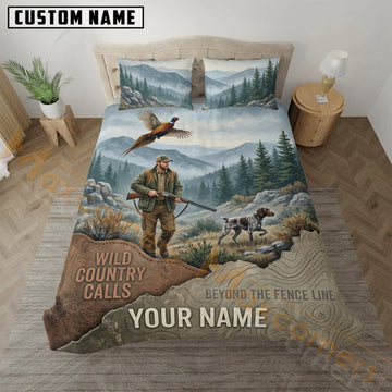 Maxcorners Upland Bird Hunting Winter Mountain Scene Bedding Set 3D Print Custom Name