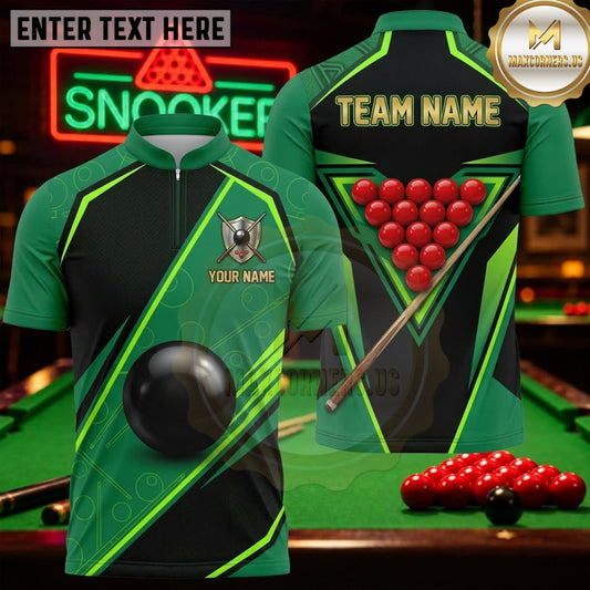 Maxcorners Snooker Forest Green Neon Lime Geometry Personalized Name 3D Unisex Shirt