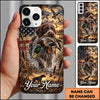 Maxcorners Duck Hunting German Wirehaired Pointer American Flag Sunset Marsh Personalized Name 3D Phone Case - German Wirehaired Pointer