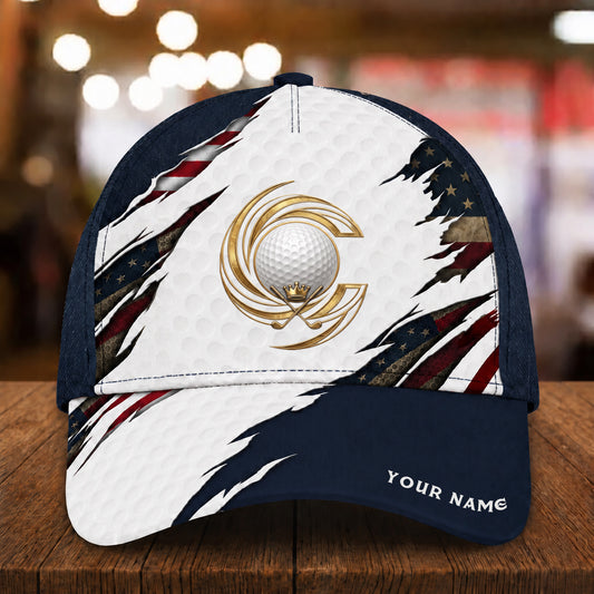 Maxcorners Golden Fairway Legacy 3D Golf Personalized Name Cap