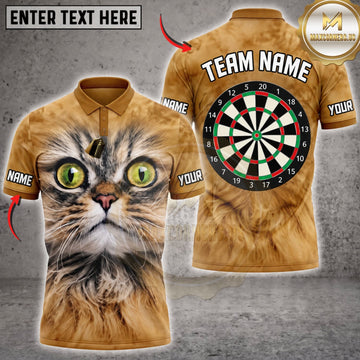 Maxcorners Darts Cute Grumpy Orange Tabby Cat Green Eyes Classic Dartboard Personalized Name 3D Unisex Shirt