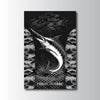 Maxcorners Marlin Fishing Black & White Sketch Style Personalized Name 3D Poster