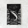 Maxcorners Marlin Fishing Black & White Sketch Style Personalized Name 3D Poster