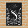 Maxcorners Marlin Fishing Black & White Sketch Style Personalized Name 3D Poster