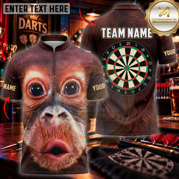 Maxcorners Darts Funny Surprised Chimpanzee Face Classic Dartboard Personalized Name 3D Unisex Shirt