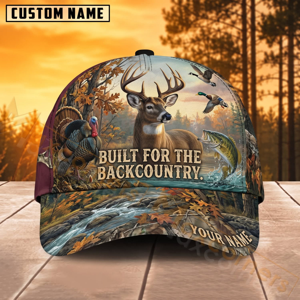 Maxcorners Deer Hunting Built For The Backcountry Wilderness Personalized Name 3D Cap
