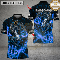 Maxcorners Metal Lava Dragon Bowling Multicolor Customized Name, Team Name 3D Shirts
