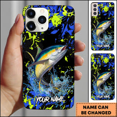 Maxcorners Tuna Fishing Neon Splash Art Personalized Name 3D Phone Case