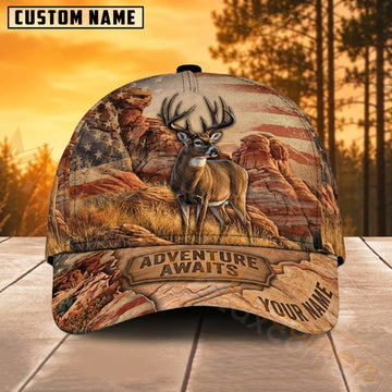 Maxcorners Elk Hunting Mountain Sunset Adventure Awaits Personalized Name 3D Cap
