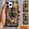 Maxcorners Duck Hunting German Wirehaired Pointer American Flag Sunset Marsh Personalized Name 3D Phone Case - Deutsch Drahthaar