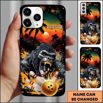 Maxcorners Bowling Angry Gorilla Power Strike Personalized Name 3D Phone Case