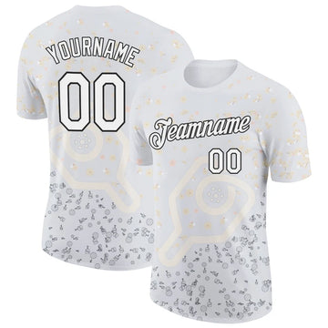 Maxcorners Pickleball Paddle Ball White Soft Pastel Floral Outline Pattern Personalized Name 3D Unisex Shirt