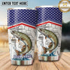 Maxcorners Fishing Tumbler Patriotic Flag Technical Blueprint Design Personalized Name Tumbler (13 Species)