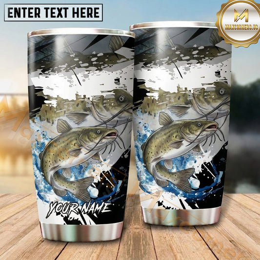 Maxcorners Fishing Tumbler Woodland Lake Reflection Design Personalized Name Tumbler (13 Species)