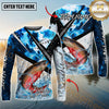 Maxcorners Fishing Blue Scale Splash Personalized Name, Team Name 3D Long Sleeve Shirt ( 12 Fish Species)