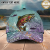 Maxcorners Fishing Pastel Scale Silhouette Personalized Name 3D Cap (12 Fish Species)