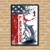 Maxcorners Marlin Fishing USA Flag Splash Art Personalized Name 3D Poster