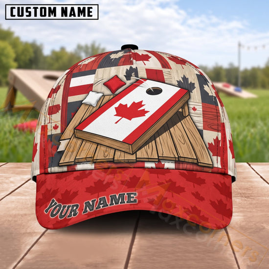 Maxcorners Cornhole Canadian Flag Maple Leaf Board Personalized Name 3D Cap