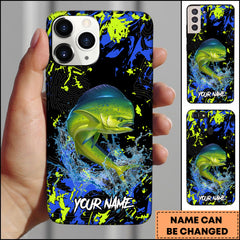 Maxcorners Mahi Mahi Fishing Neon Splash Art Personalized Name 3D Phone Case