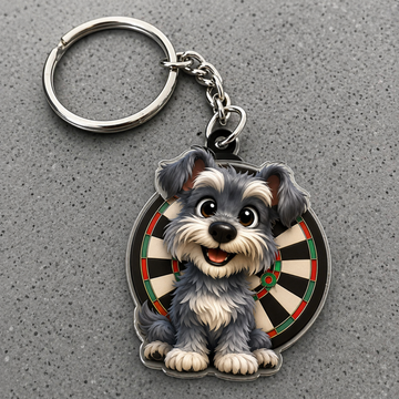 Maxcorners Darts Cute Schnauzer Puppy 3D Keychain And Ornament