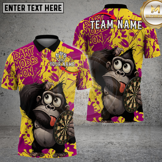 Maxcorners Darts Funny Gorilla Dart Mode ON Multicolor Options Personalized Name, Team Name 3D Shirt (4 Colors)