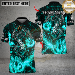Maxcorners Metal Lava Dragon Bowling Multicolor Customized Name, Team Name 3D Shirts