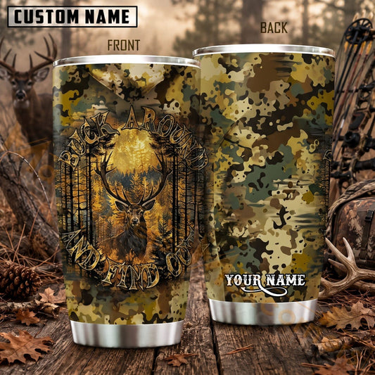 Maxcorners Hunting Deer Woodland Forest Camouflage Personalized Name 3D Tumbler