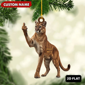 Maxcorners Cougar Hunting Middle Finger Gesture Personalized Cougar Hunting Gift Customized Name 3D Keychain And Ornament
