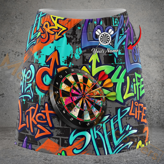 Maxcorners Darts Colorful Graffiti Street Life Dartboard Personalized 3D Skirts With Shorts