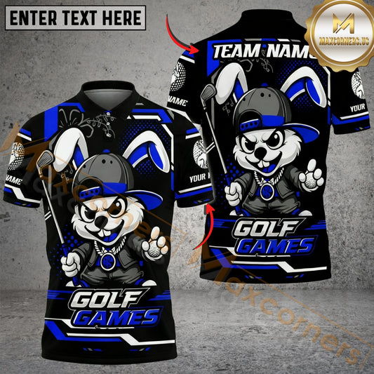 Maxcorners Bunny Swing Golf Polo Customized Name, Team Name 3D Shirts (4 Colors)