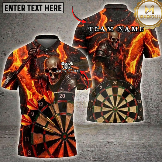 Maxcorners Darts Armored Skull Lightning Dartboard Multiple Options Personalized Name, Team Name 3D Shirt