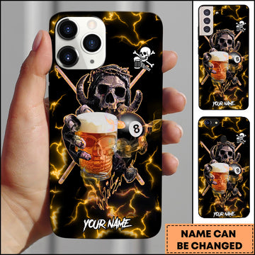 Maxcorners Billiards Hip-hop Skeleton Skater Graffiti Personalized Name 3D Phone Case