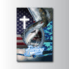 Maxcorners Salmon Fishing Faith Cross USA Flag Art Personalized Name 3D Poster
