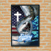 Maxcorners Salmon Fishing Faith Cross USA Flag Art Personalized Name 3D Poster