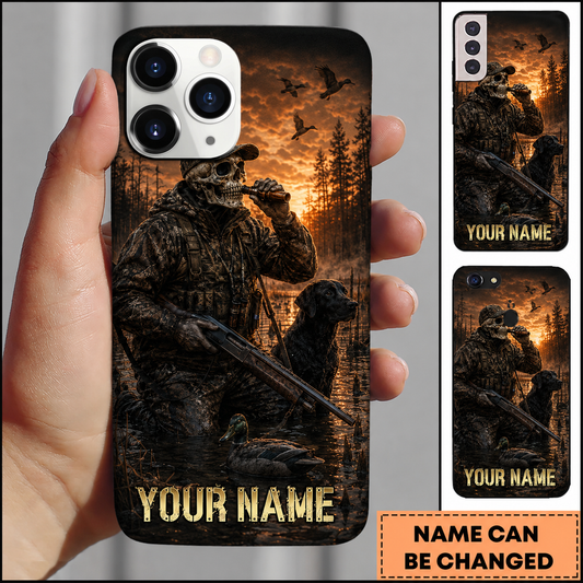 Maxcorners Hunting Duck Skull Hunter Sunset Customized Name Phone Case