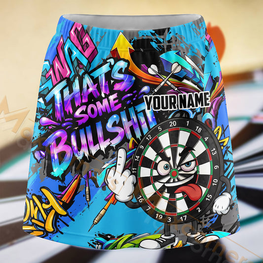Maxcorners Darts Turquoise Comic Bullseye Graffiti Personalized 3D Skort, Skirts With Shorts