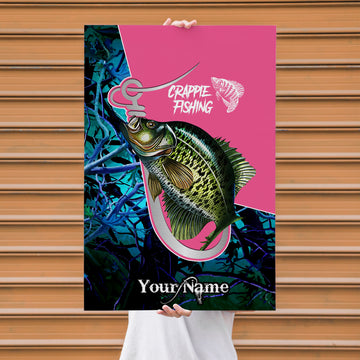 Maxcorners Crappie Fishing Hook Strike Art Personalized Name 3D Poster