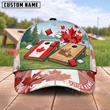 Maxcorners Cornhole Canadian Flag Forest Boards Maple Leaf Personalized Name 3D Cap