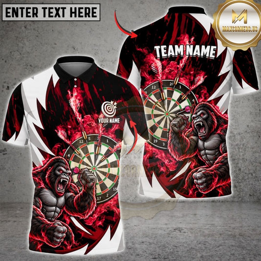 Maxcorners Darts Powerful Gorilla Mascot Muscular Stance Dartboard Energy Graphic Multicolor Customized Name, Team Name 3D Shirts