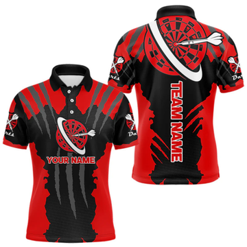 Maxcorners Red Darts Shirt With Claw Mark Design - Custom Team & Name Shirt For Men LM2404
