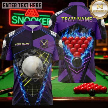 Maxcorners Snooker Purple Blue Web Red Balls Personalized Name 3D Unisex Shirt
