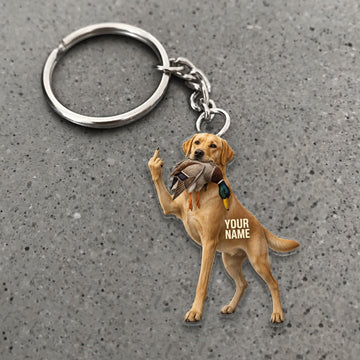 Maxcorners Duck Hunting Yellow Labrador Retriever Funny Standing Dog Custom Name Gift 2D Flat Acrylic Ornament, Keychain
