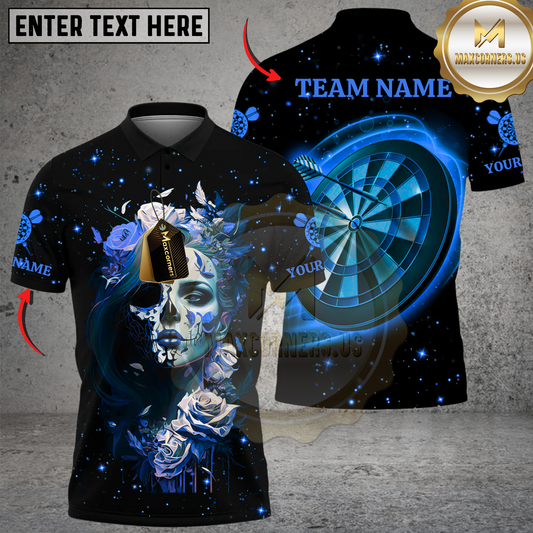 Maxcorners Dark Rose Reaper Neon Skull Multicolor Customized Name, Team Name 3D Shirts
