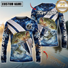Maxcorners Fishing Blue Lava Smoke Silver Line Design Custom Name & Team Name 3D Shirts