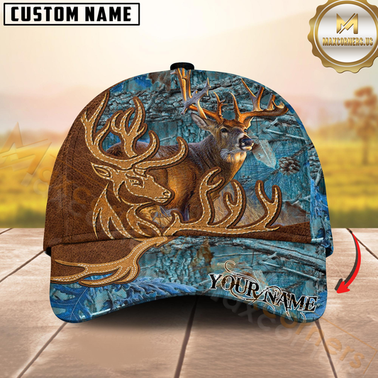 Maxcorners Deer Hunter Leather-Style Patch Personalized Hat 3D Printed Multicolor