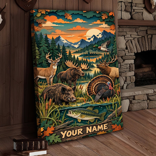 Maxcorners Duck Hunting Retro Flying Mallards Sunset Personalized Canvas Wall Art