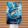 Maxcorners Salmon Fishing Ocean Circle Marble Art Personalized Name 3D Poster